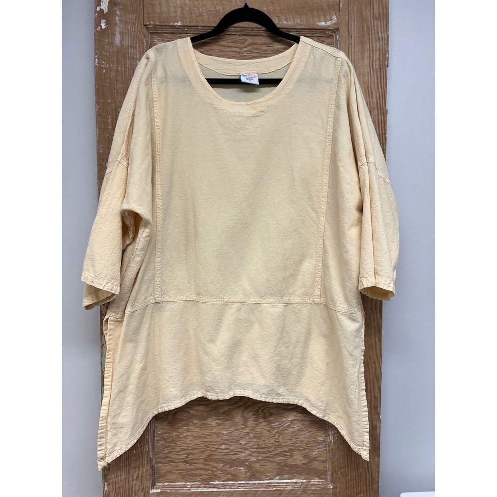 Sea Breeze of California S Yellow Cotton Tunic Top Artsy Lagenlook Boho Earthy